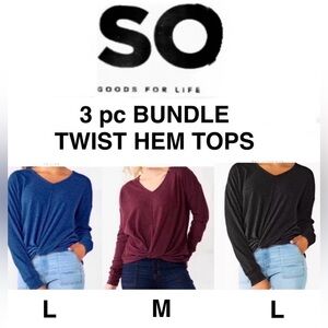 SO 3pc bundle Juniors' Ribbed textured Front Twist Top sizes2 L / 1 M NWT & NWOT
